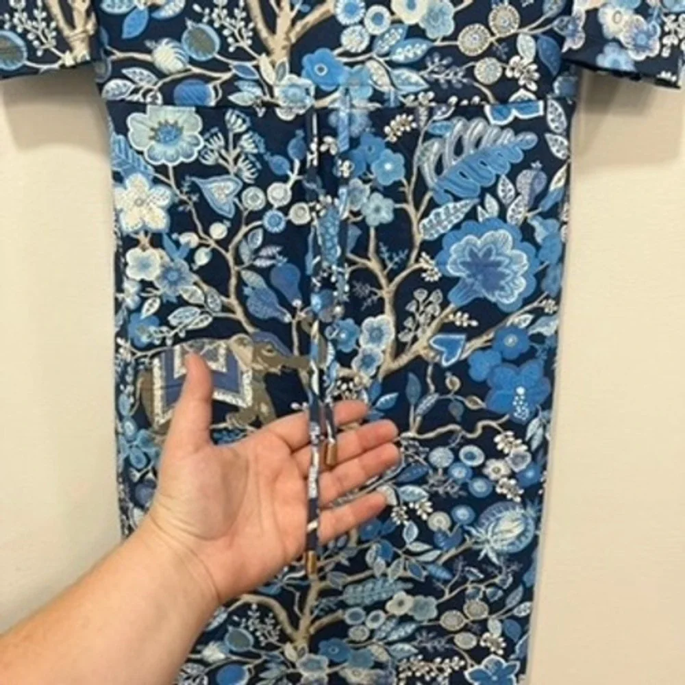 J Mclaughlin Marianne Dress Small NWT $248 Knee Length‎ Catalina Blue Floral - Picture 2 of 7